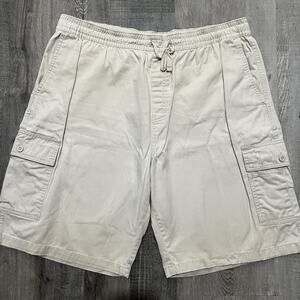 VTG Ocean Pacific Cargo Drawstring Shorts Beige Beach Surf Comfort Men's Size XL
